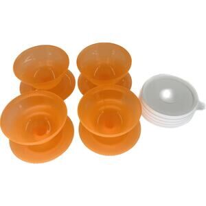 Tupperware Dessert Cups With Lids Set 4 Orange Bowls Pudding Petite Dishes